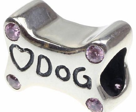 925 Sterling Silver Charms Bead Bone Food for Dog My Pet CZ Crystal Stones Fit European Bracelet Snake Chain