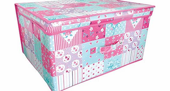Beamfeature Folding Patchwork Kids Room Tidy Toy Storage Box with Lid