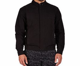 Black cotton blend button down jacket