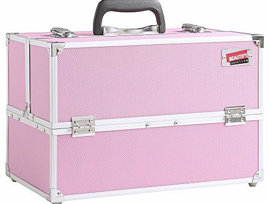 Large Professional Aluminium Pink Beauty Make Up Nail Cosmetic Box Vanity Case