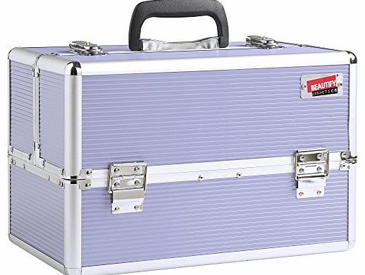 Professional Large Lush Lilac Aluminium 8 compartment Beauty Box Cosmetics & Make Up Case