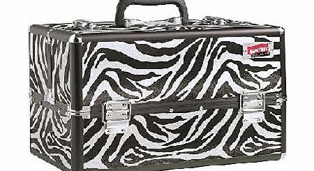 Professional Large Zebra Print Aluminium 8 compartment Beauty Box Cosmetics & Make Up Case