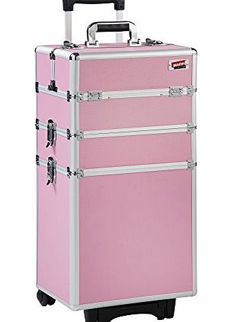 Beautify Professional Pretty Pink 4-in-1 Aluminium Cosmetics Case Beauty Trolley/Vanity Box (760 x 350 x 250mm)
