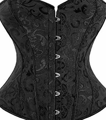 Beauty-You Womens Vintage Gothic Lace Up Boned Overbust Corset Top Bustier (M/UK 8-10, Black #2)