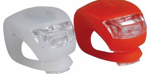  LED Clip-On Silicon Band Bicycle Lights 2 Pack White & Red