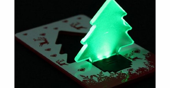 Green Portable LED Christmas Tree Folding Pocket Card Night Light Lamp Xmas Gift