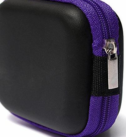 Carrying Hard Case Bag for Earphone Headphone iPod MP3 (black+purple)