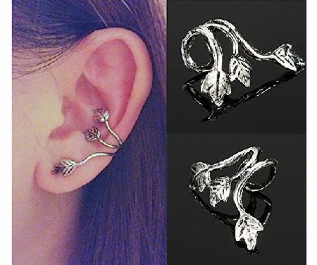 Europe Style Fashion Silver Plated Ivy Leaf Leaves Ear Cuff Wrap Clip On Earring Xmas gift