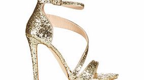 BEBO Gold glitter open-toe high heels