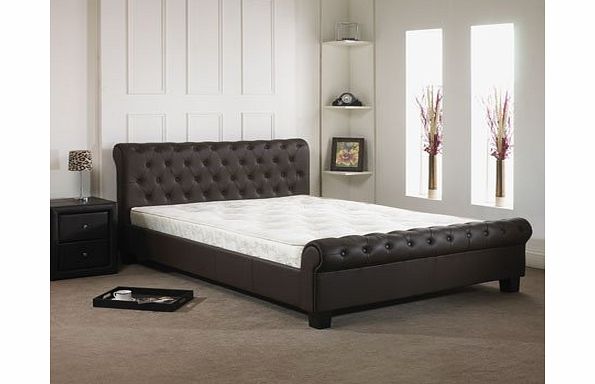 Beds on Line BRAND NEW RICHMOND 5FT BLACK SLEIGH FAUX LEATHER BED