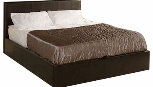 bedsandbeds Madrid Brown 4ft 6in Double Faux Leather Ottoman Storage Gas Lift Bed