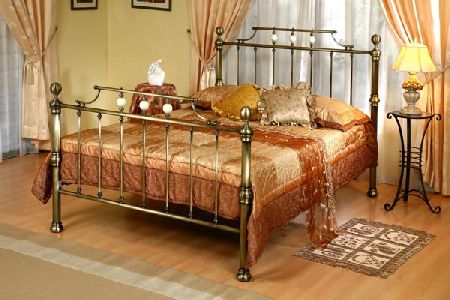 Melrose Antique Brass Metal Bed Frame Kingsize