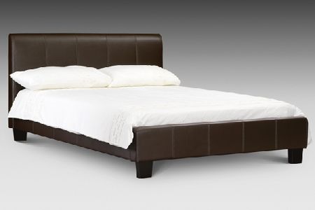 Bedworld Discount Naples Brown Faux Leather Bed Small Double 120cm