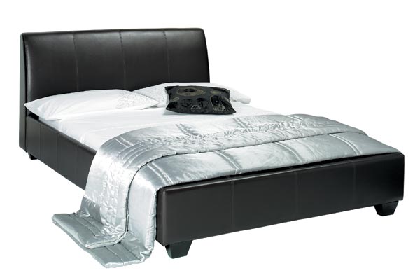 Bedworld Discount Paris Black Faux Leather Bed Frame Double 135cm