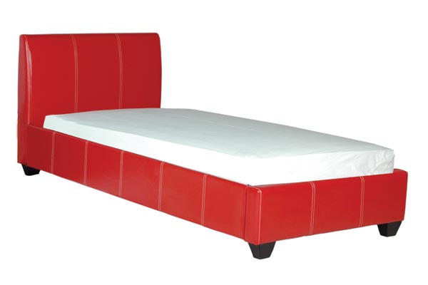 Bedworld Discount Paris Red Faux Leather Beds Single 90cm