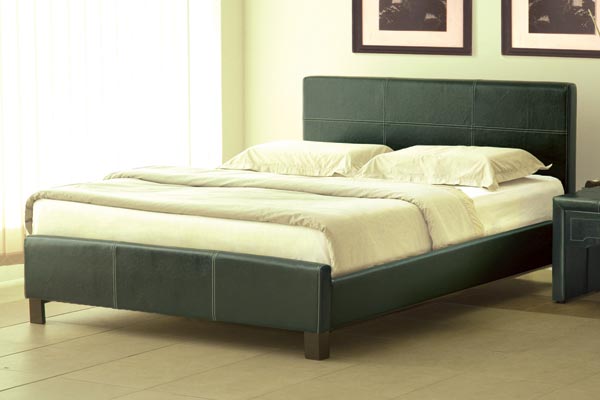 Sheraton Black Faux Leather Bed Frame Double 135cm