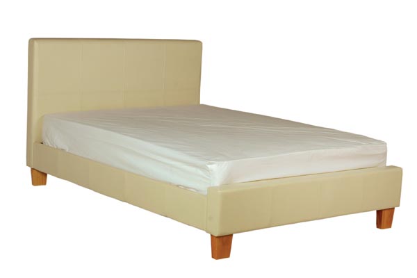 Bedworld Discount Stanton Cream Faux Leather Bed Frame Kingsize
