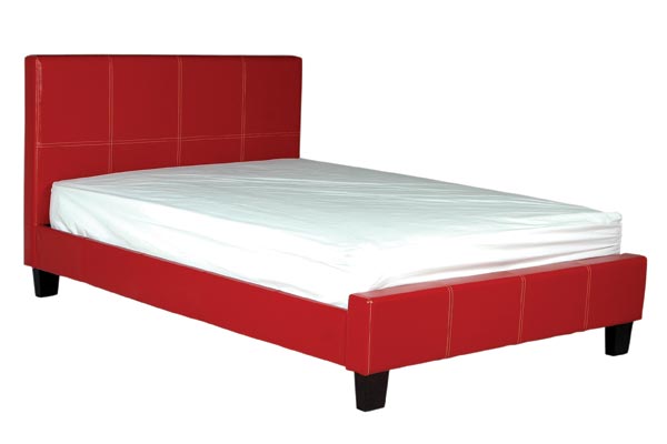 Bedworld Discount Stanton Red Faux Leather Bed Frame Kingsize 150cm