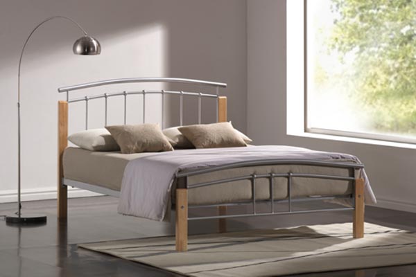 Bedworld Discount Tetras Metal-Wood Bed Frame Double 135cm