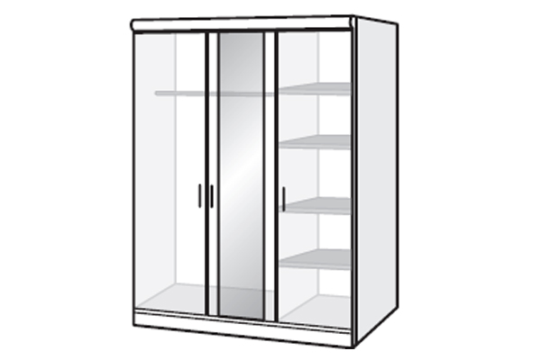 Bedworld Furniture Manhattan Range - Wardrobe - 3 Doors (1 Mirror