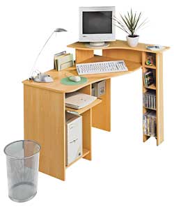 Beech Effect Compact Corner Computer Desk