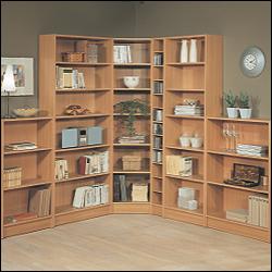 Beech Effect Library Bookcases Low Wide Bookcase
