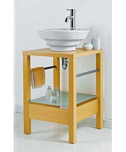 Beech Freestanding Sink Unit with Sink and Tap