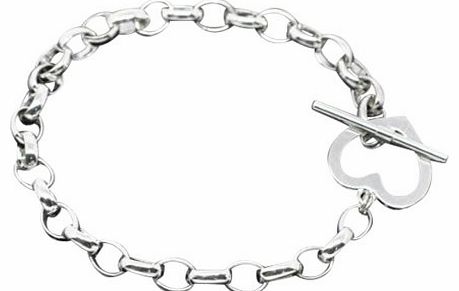 20cm Silver Plated Charm Heart Toggle Clasp Bracelet for Thomas Sabo Style Clip on Charms