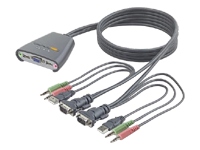 2-Port KVM Switch with Audio Support and Built-In Cab