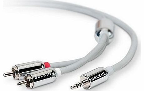 Stereo Cable for iPod - Audio cable - RCA (M) - mini-phone stereo 3.5 mm (M) - 2.1 m - shielded - white
