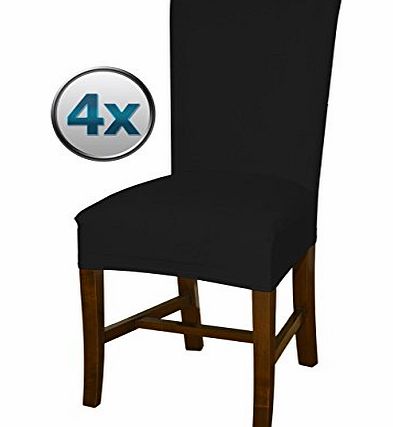 Bellboni - chair covers, fitted covers, fitted chair covers, bi-elastic, stretch, 4 Pack, black