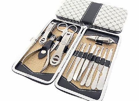 Belle 13 Pieces Stainless Steel Nail Clippers Tweezers Manicure Pedicure Tools Set Kit With A Beautiful Wallet/Case, for Thick Hard Nails, onychomycosis, ingrown Nail, paronychia,the Best Gift Idea, Fast Sh