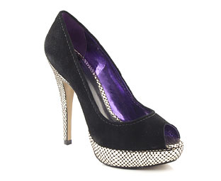 Belle and Mimi Suede Platform With Snake Heel