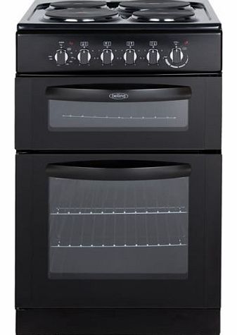 Belling FSE50TCB 500mm Twin Cavity Electric Cooker Solid Plate Hob Black