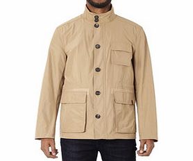 Beige zip-up waterproof jacket