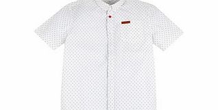 Boys 10-11yrs white cotton dot shirt