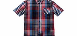 Boys 3-7yrs navy cotton check shirt