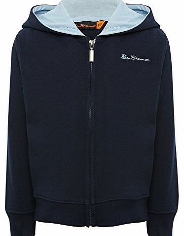 Ben Sherman Boys Classic Embroidered Logo Zip Up Long Sleeve Hoodie Hooded Jumper Navy 12/13 Yr
