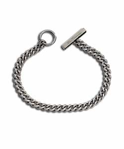 Brushed Metal Double Link Mens T-Bar Bracelet