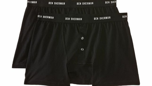 Ben Sherman Mens 2 Pack Trunk Boxer Shorts, Black, Large