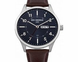Ben Sherman Mens Blue and Brown Leather Strap