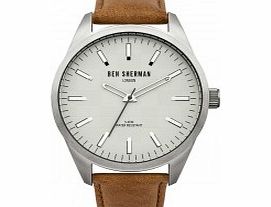 Ben Sherman Mens Grey and Tan Leather Strap Watch