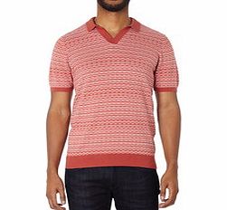 Red knitted pure cotton polo shirt