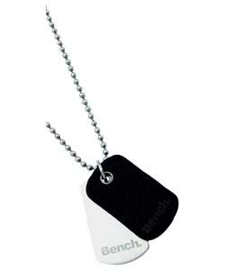 Gents Black Leather and Metal Dog Tag Pendant