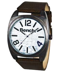 Bench Gents Silver Dial Leather Strap Watch