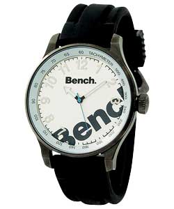 Gents White Dial PU Strap Watch