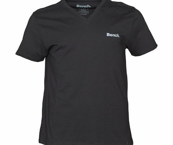 Bench Mens Bench V-Neck T-Shirt Black Guys Gents (L Fit Chest 42`` (106cm))