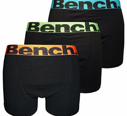 Bench Trunk (3 Pack) (Large, Black with Bold Orange Green Blue Waistband)