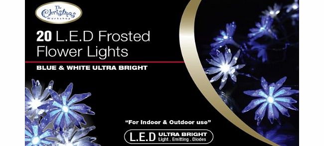 Benross Marketing Ltd Benross The Christmas Lights 20 Frosted Flower Ultra Bright LED String Lights (Blue/White)
