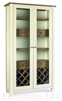Coniston Two Tone Display Cabinet with Wine Rack